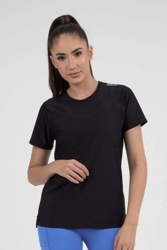 Camiseta Amorela Negra Con Manga Mujer