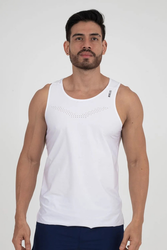 Camiseta Blanca Sin Manga Hombre